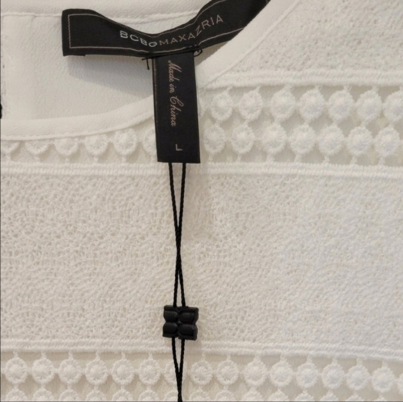 Bcbgmaxazria Ecru Fringe Top with Chiffon Drape Detail and Tails in the Back - Picture 4 of 4